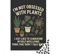 Not Obsessed With Plants Graphic 1000-Piece Jigsaw Puzzle for Adults, 52x38cm/1000pcs, A Calm After-work Activity; Low-dust Card Pieces for Tidy Sorting