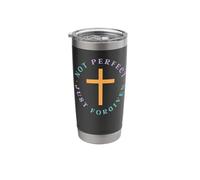 Not Perfect, Just Forgiven - Christian Cross Message Stainless Steel Insulated Tumbler