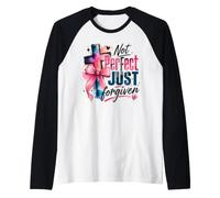 Not Perfect Just Forgiven Christian Cross Raglan Baseball Tee