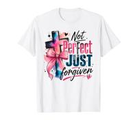Not Perfect Just Forgiven Christian Cross Value Graphic T-Shirt, Men, White, S