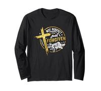Not Perfect Just Forgiven Cross Floral Design Long Sleeve T-Shirt