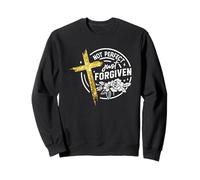 Not Perfect Just Forgiven Cross Flower Motif Sweatshirt