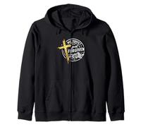 Not Perfect Just Forgiven Cross Flower Motif Zip Hoodie
