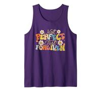 Not Perfect Just Forgiven Groovy Saying Quotes Men Women Tank Top, Men, Purple, Medium