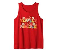 Not Perfect Just Forgiven Groovy Saying Quotes Men Women Tank Top, Men, Red, X-Large