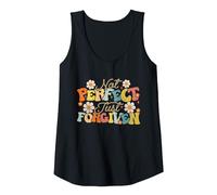 Not Perfect Just Forgiven Groovy Saying Quotes Men Women Tank Top, Women, Black, Medium