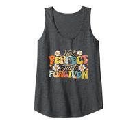 Not Perfect Just Forgiven Groovy Saying Quotes Men Women Tank Top, Women, Dark Heather Grey, X-Large