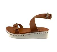 Not Rated Women's Enna Casual Flat Open Toe Ankle Strap Sandals with Adjustable Buckles, Tan, 4.5 UK