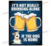 Not Really Drinking Alone Funny Metal Signs. Mancave Wall Plaques for Shed Garage Kitchen Indoor & Outdoor Tin Sign. Man Cave Vintage Memorabilia Reproduction Retro Design. 20cm x 15cm