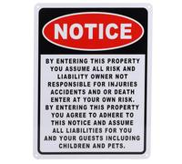 Not Responsible for Accidents or Injuries Sign, 23x30cm/9x12in Aluminum Warning Sign with Mounting Holes Weatherproof Property Notice for Safety Liability Disclaimer