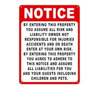 Not Responsible For Accidents Or Injuries Sign, Risk Warning Signs For Property, 9'' X 12'' Enter At Your Own Risk Industrial/No Intrusion Warning Sign