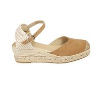 Not Same - Women's Jute Espadrilles with Wedge | Moss Green Red Navy Pink and More | Summer Platform Sandals with Closed Toe Buckle Beige Size: 5 UK