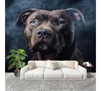 Not Self Adhesive - Brown Non-Woven Wall Mural for Indoor Home Decoration Photo Wallpaper Animal Bully Dog Portrait Bedroom Decoration Poster Wall Covering 400x280 cm