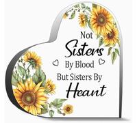 Not Sisters By Blood But Sisters By Heant Unique Acrylic Heart Shaped Plaque Desk Decorations Present For Christmas Wedding Gifts