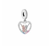 Not Sisters By Blood But Sisters By Heart Love Friends Charm Bead Pendant 925 Sterling Silver Dangle Compatible With Pandora Charm Bracelet