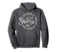 Not Sisters By Blood But Sisters By Heart Pullover Hoodie, Adult Unisex, Dark Heather Grey, Large