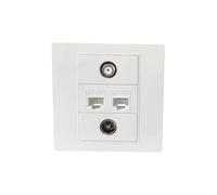 Not Solder Design 4 Port Multimedia Panel Direct Plugs TV9.5 RJ45 F Connectors Wall Plate for TVs and Sound Systems Solderless