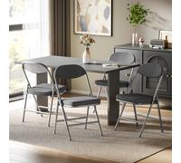 (Not Specified) HOMCOM Folding Chairs Set of 4 with Cushioned Seat, Steel Frame