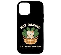 Not Talking Is My Love Language Cute Funny Introvert Cat Case for iPhone 12 mini