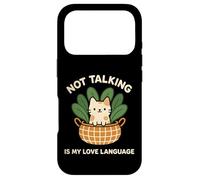 Not Talking Is My Love Language Cute Funny Introvert Cat Case for iPhone 17 Pro