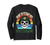 Not The Veterans Wife Bold Skull Retro Military Long Sleeve T-Shirt