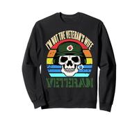 Not The Veterans Wife Bold Skull Retro Military Sweatshirt