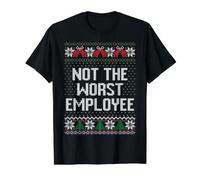 Not the Worst Employee Coworker Ugly Xmas Sweater Value Graphic T-Shirt, Men, Black, M