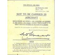 NOT TO BE CARRIED IN AIRCRAFT WW2 Pilot's Instruction Card