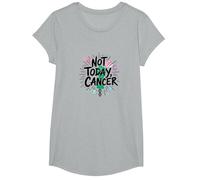 Not Today Cancer Defiant Support Awareness Empowerment T-Shirt, Girls, Heather Grey, Small