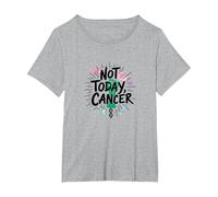 Not Today Cancer Defiant Support Awareness Empowerment T-Shirt, Women's Plus, Heather Grey, 1X