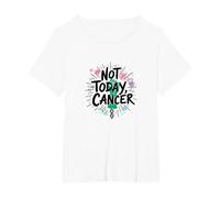 Not Today Cancer Defiant Support Awareness Empowerment T-Shirt, Women's Plus, White, 1X