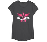 Not Today Cancer Stay Strong Fight On Pink Ribbon Phoenix T-Shirt, Girls, Dark Heather Grey, Medium