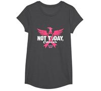 Not Today Cancer Stay Strong Fight On Pink Ribbon Phoenix T-Shirt, Girls, Dark Heather Grey, Small