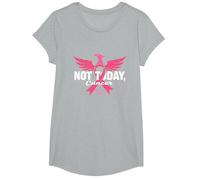Not Today Cancer Stay Strong Fight On Pink Ribbon Phoenix T-Shirt, Girls, Heather Grey, Medium