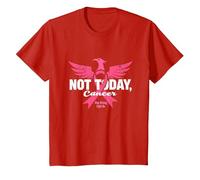 Not Today Cancer Stay Strong Fight On Pink Ribbon Phoenix T-Shirt, Kids, Red, 4 Years