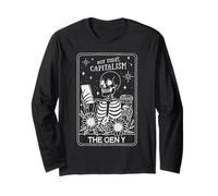 Not Today Capitalism Skeleton Funny Gen Y Anti Work Retro Long Sleeve T-Shirt