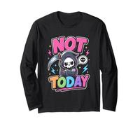 Not Today Cute Sarcastic Grim Reaper Pastel Goth Long Sleeve T-Shirt