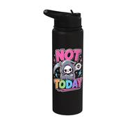 Not Today Cute Sarcastic Grim Reaper Pastel Goth Stainless Steel Insulated Water Bottle