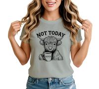 Not Today Heifer Highland Cow Womens Graphic T-Shirt Funny Animal Sarcastic Tee Small
