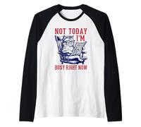 Not Today I'm Busy Right Now - Funny Cat Lover - Retro Style Raglan Baseball Tee