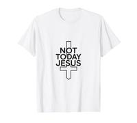 Not Today Jesus Christian Faith Cross Value Graphic T-Shirt, Men, White, XL