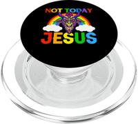 Not Today Jesus Evil Goat Design with Rainbow and Clouds PopSockets PopGrip for MagSafe