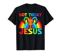 Not Today Jesus Rainbow Skull Pride Satire Statement T-Shirt