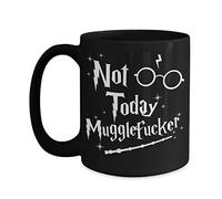 Not Today Mugglefucker Mug for Best Friend Funny Rude Adult Humor 11 or 15 oz. Black Ceramic Coffee Tea Cup Gag Idea for Men Women Wizards Witches Sorcerers and Magic People or Coworkers