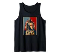 Not Today Satan Christian Crusader Knight Cross Tank Top