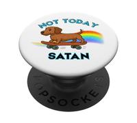 NOT TODAY, SATAN! Comical Skateboarding Wirehair Dachshund PopSockets Adhesive PopGrip