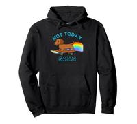 NOT TODAY, SATAN! Comical Skateboarding Wirehair Dachshund Pullover Hoodie