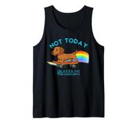 NOT Today, Satan! Comical Skateboarding Wirehair Dachshund Tank Top