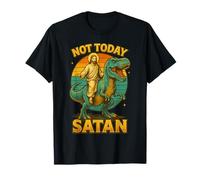 Not Today Satan Jesus Riding Dinosaur T Rex Funny T-Shirt