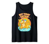 Not Today Satan Jesus Riding Flying Cat Funny Sarcastic Tank Top